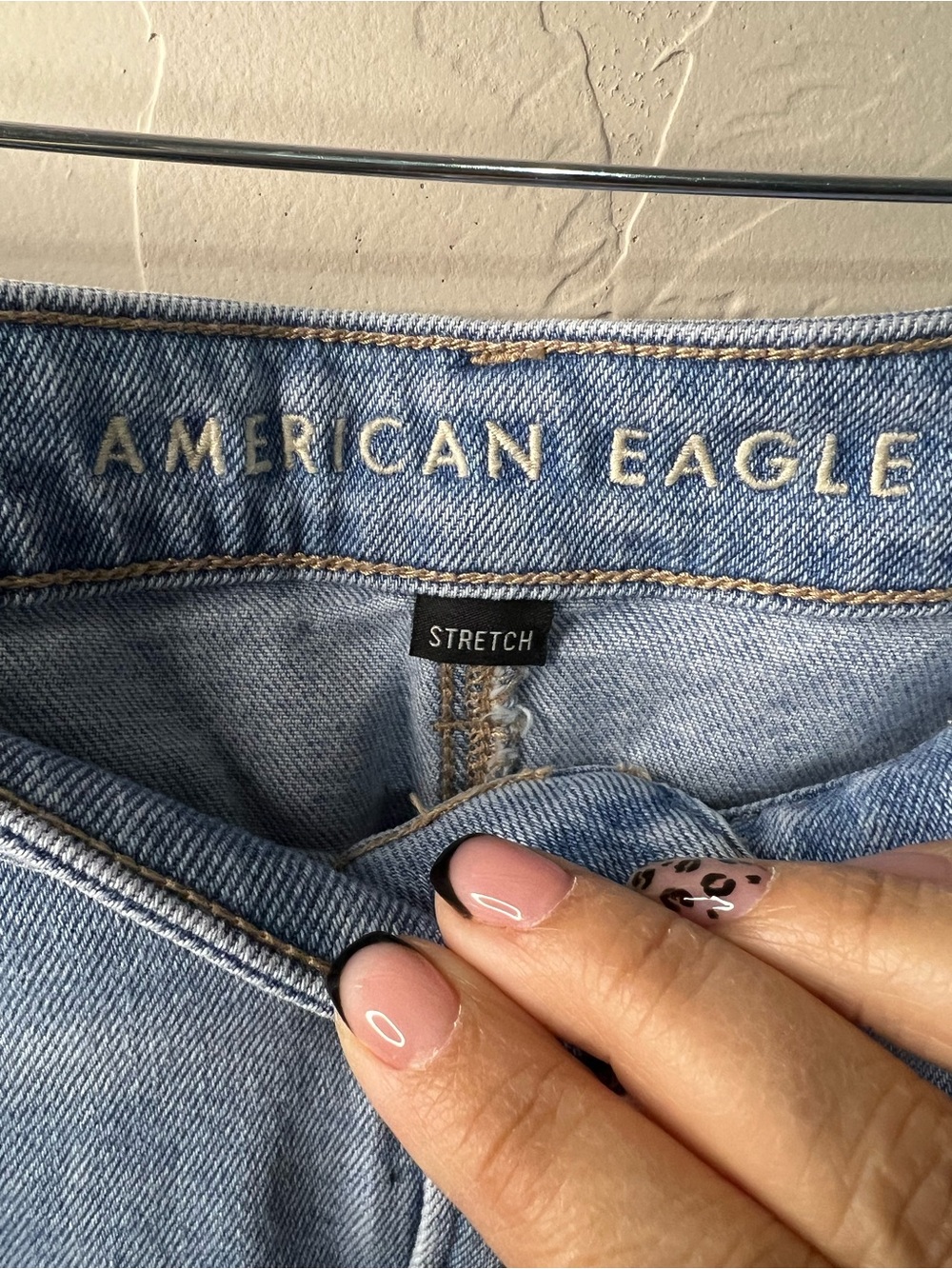 American Eagle Mom Straight High Rise Distressed Light Wash Denim Jeans - Picture 6 of 12